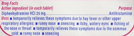 Benadryl 25/2s Display Box 25 Packets of 2 Pills, For Fever Drugstore Benadryl   