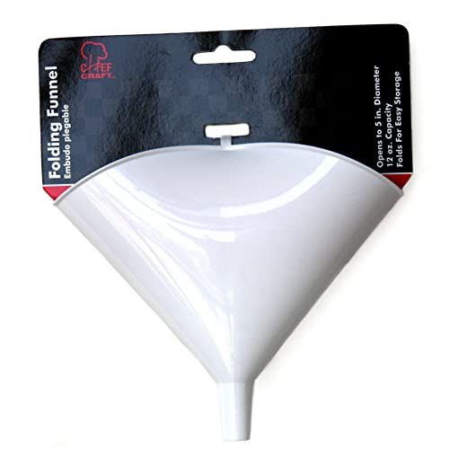 Chef Craft Select Plastic Folding Funnel, 5 inch Diameter 12 Ounce Capacity, White Kitchen Chef Craft   