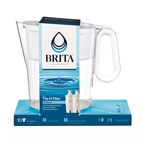 Brita Large 10 Cup Water Filter Pitcher with Smart Light Filter Reminder and 2 Standard Filtes, Made Without BPA, White (Packaging May Vary) (1512822) Kitchen Brita   