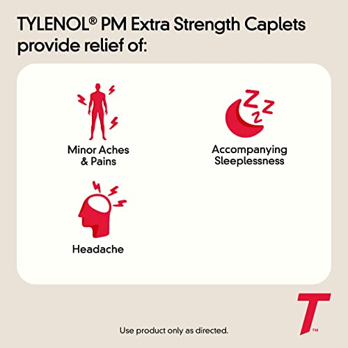 Tylenol PM Extra Strength Pain Reliever & Sleep Aid Caplets, 500 mg Acetaminophen, 24 ct Drugstore Tylenol   