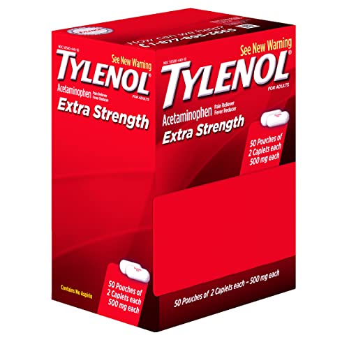 Tylenol Extra Strength Caplets with Acetaminophen, Pain Reliever & Fever Reducer, 2-pack of 50 ct Drugstore Tylenol   