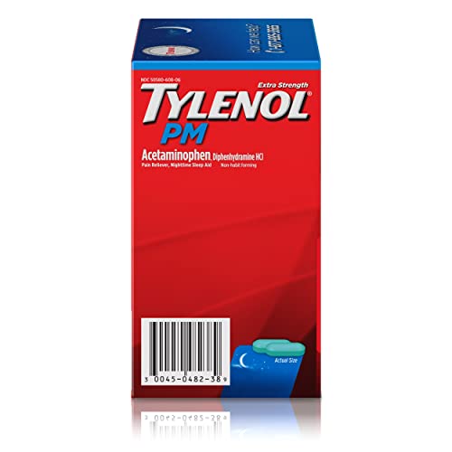 Tylenol PM Extra Strength Nighttime Pain Reliever Sleep Aid Caplets with Acetaminophen & Diphenhydramine HCl, Relief for Nighttime Aches & Pains, Travel Size, 50 Packs of 2 Caplets Drugstore Tylenol   