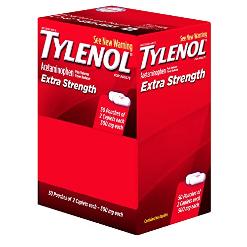 Tylenol Extra Strength Caplets with Acetaminophen, Pain Reliever & Fever Reducer, 2-pack of 50 ct Drugstore Tylenol   