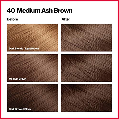 Revlon Permanent Hair Color, Permanent Hair Dye, Colorsilk with 100% Gray Coverage, Ammonia-Free, Keratin and Amino Acids, 40 Medium Ash Brown, 4.4 Oz (Pack of 1) Beauty REVLON   