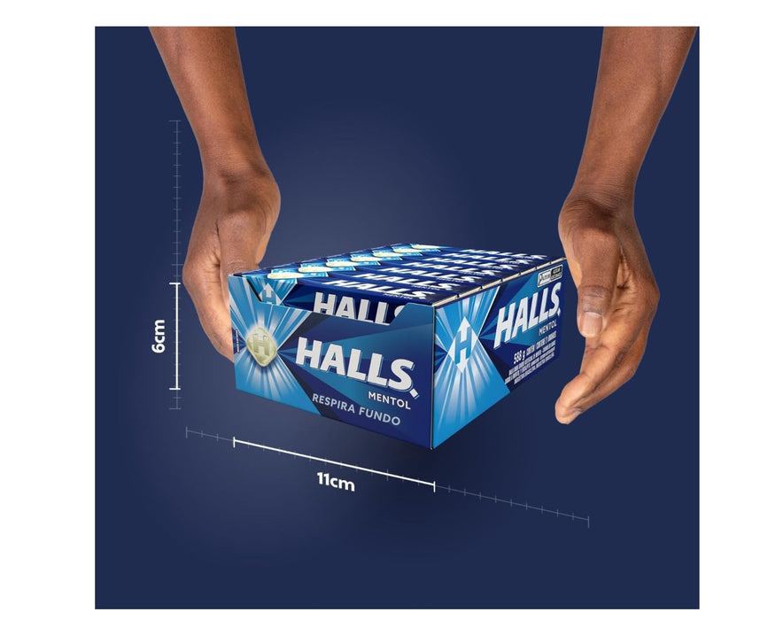 HALLS Drops Menthol Blue 588 Gr/ 20,74 Oz 21 Packs of 10 Drops (210 Total Drops) Grocery Halls   