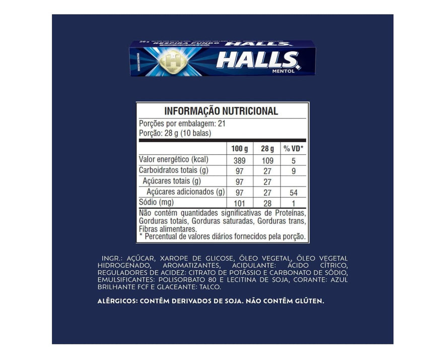 HALLS Drops Menthol Blue 588 Gr/ 20,74 Oz 21 Packs of 10 Drops (210 Total Drops) Grocery Halls   