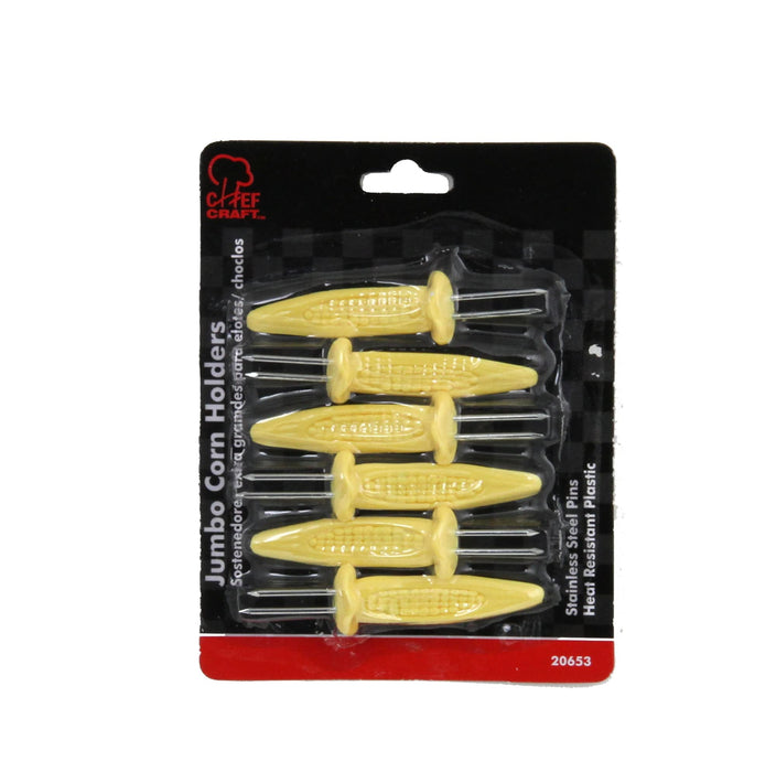 Chef Craft Classic Plastic Jumbo Corn Holders, 3 Pairs 6 Piece Set, Yellow Kitchen Chef Craft   