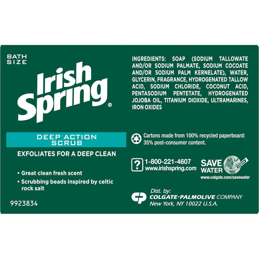 Irish Spring Deep Action Scrub Deodorant Soap by, 3 Count, Fresh, 11.1 Oz (Packaging may Vary) Beauty Irish Spring   