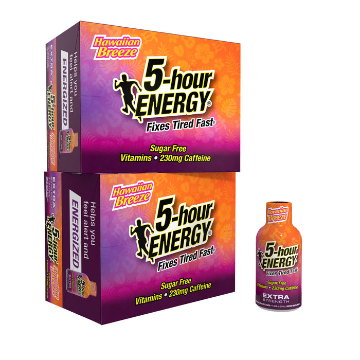 5-hour ENERGY Extra Strength Energy Shot | Hawaiian Breeze Flavor | 1.93 oz. | 24 Count | Sugar-Free & Zero Calories | B-Vitamins & Amino Acids | 230mg Caffeinated Energy Shot | Dietary Supplement Grocery 5-hour ENERGY   