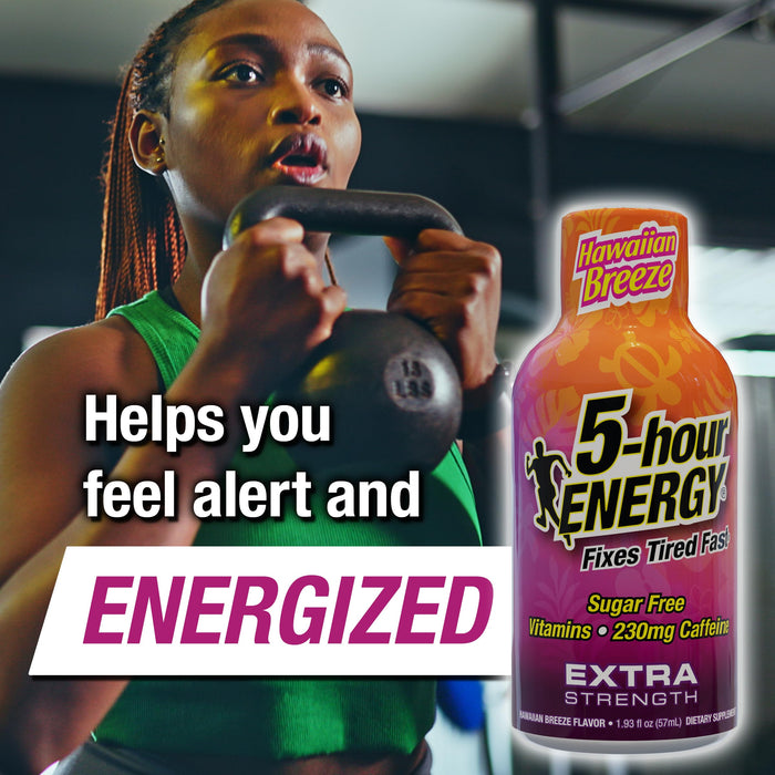 5-hour ENERGY Extra Strength Energy Shot | Hawaiian Breeze Flavor | 1.93 oz. | 24 Count | Sugar-Free & Zero Calories | B-Vitamins & Amino Acids | 230mg Caffeinated Energy Shot | Dietary Supplement Grocery 5-hour ENERGY   