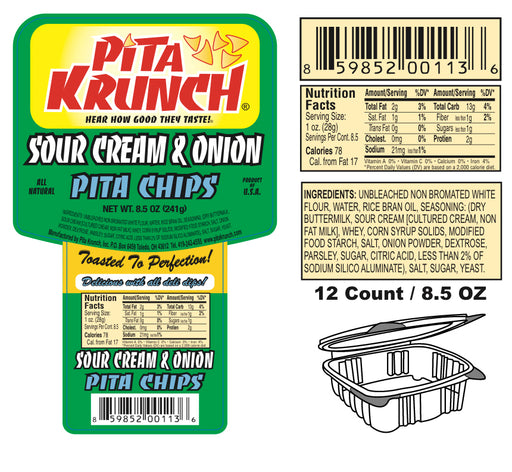 Pita Krunch Sour Cream & Onion Pita Chips Pita Chips Pita Krunch 12 Pack  
