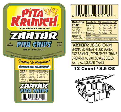 Pita Krunch Zataar Pita Chips Pita Chips Pita Krunch 12 Pack.  
