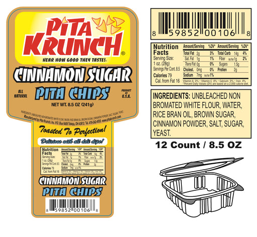 Pita Krunch Cinnamon Sugar Pita Chips Pita Chips Pita Krunch 12 Pack  