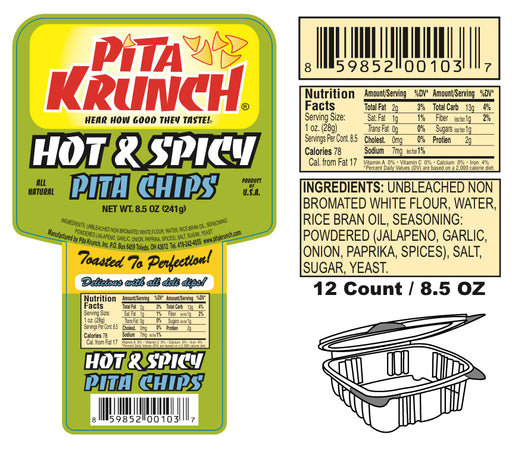 Pita Krunch Hot & Spicy Pita Chips Pita Chips Pita Krunch 12 Pack  