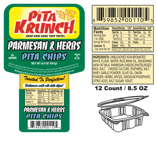 Pita Krunch Parmesan & Herbs Pita Chips Pita Chips Pita Krunch 12 |Pack  