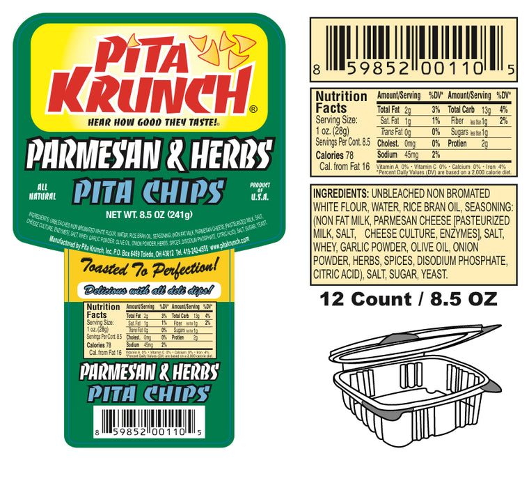 Pita Krunch Parmesan & Herbs Pita Chips Pita Chips Pita Krunch 12 |Pack  