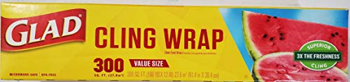 Glad Cling Plastic Wrap, 400 Square Foot Roll, 400 Sq ft (Pack of 2)