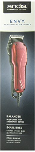 Andis 66215 Professional Envy Hair Clipper – High-Speed Adjustable Carbon-Steel Blade with Powerful Motor, 7200 Cutting Strokes Per Minute, Hanger Loop with Balanced Clipper"Red & Black Beauty Andis   