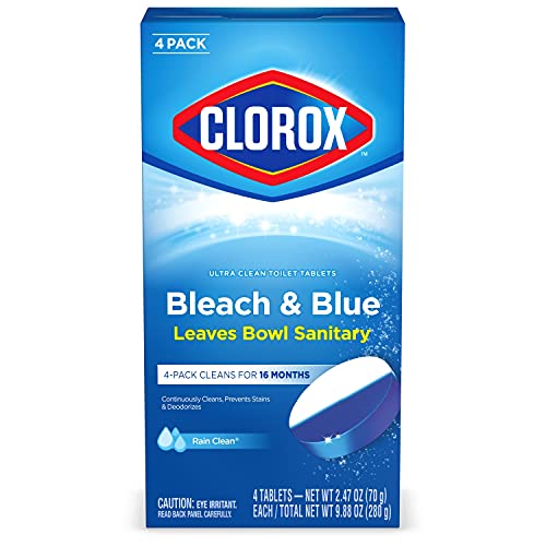 Clorox Ultra Clean Toilet Tablets Bleach & Blue, Rain Clean Scent 2.47 Ounces Each, 4 Count (Package May Vary) Drugstore Clorox   