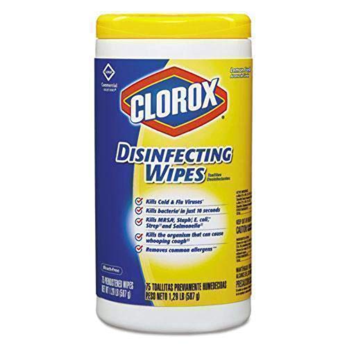 Clorox 15948CT Disinfecting Wipes, 75 Wipes, 6/CT, Lemon Scent Kitchen Clorox   