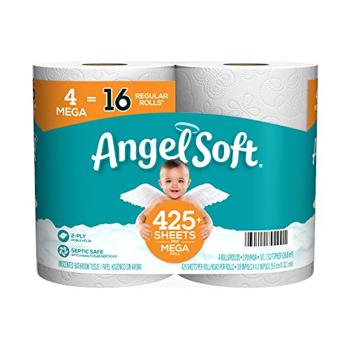 Angel Soft® Toilet Paper, 4 Mega Rolls = 16 Regular Rolls, 2-Ply Bath Tissue Toilet Paper Angel Soft   