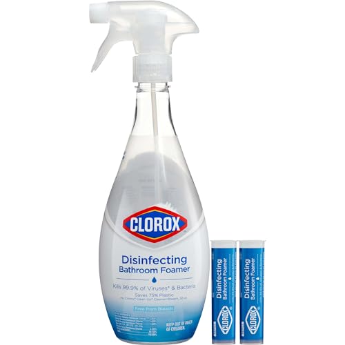 Clorox Disinfecting Bathroom Foamer Starter Kit with One Reusable Bottle plus 2 Refill Cartridges, Makes 50 Ounces of Cleaner Drugstore Clorox   