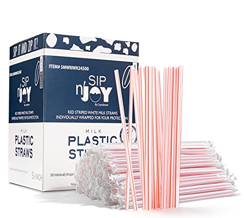 [500] Cocktail Plastic Straws Stirrers, Individually Wrapped (Paper Wrapped), These are 5.75" BPA Free Disposable Colored Cocktail/Coffee Stir Sticks. Kitchen Crystalware   