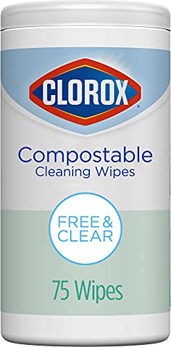 Clorox Compostable Cleaning Wipes, All Purpose Wipes, Free & Clear, 75 Count (Pack of 1) Drugstore Clorox   