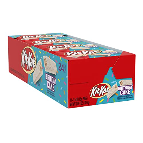 KIT KAT Birthday Cake Flavored Creme with Sprinkles Wafer Candy, Bulk, Individually Wrapped, 1.5 oz Bars (24 Count) Grocery Kit Kat   