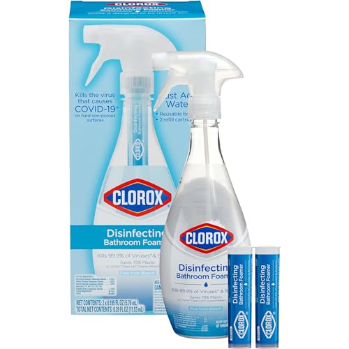 Clorox Disinfecting Bathroom Foamer Starter Kit with One Reusable Bottle plus 2 Refill Cartridges, Makes 50 Ounces of Cleaner Drugstore Clorox   