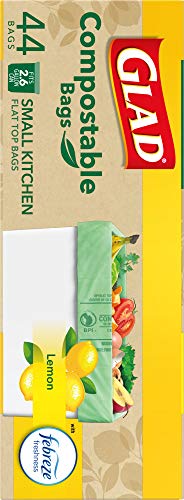 Glad Trash & Food Storage Kitchen Compost Bags 2.6 Gallon 100% Compostable Bag, Febreze Lemon, 44 Count (Package May Vary), Light Yellow (79265) Drugstore Glad   