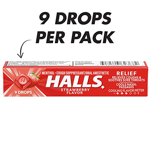 HALLS Relief Strawberry Cough Drops, 20 Sticks of 9 Drops (180 Total Drops) Grocery Halls   