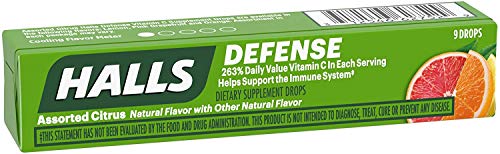 HALLS Defense Assorted Citrus Vitamin C Drops, 20 Sticks of 9 Drops (180 Total Drops) Drugstore Halls   