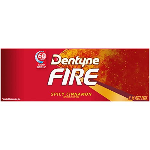 Dentyne Fire Spicy Cinnamon Sugar Free Gum, Pack of 9 (144 Total Pieces) Grocery Dentyne   