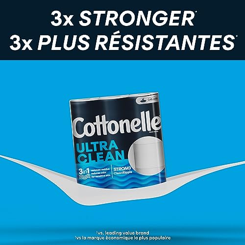 Cottonelle Ultra Clean Toilet Paper, Strong Toilet Tissue, 6 Mega Rolls (6 Mega Rolls = 24 Regular Rolls), 312 Sheets per Roll, Packaging May Vary Drugstore Cottonelle   