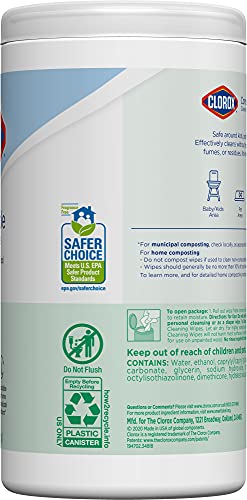 Clorox Compostable Cleaning Wipes, All Purpose Wipes, Free & Clear, 75 Count (Pack of 1) Drugstore Clorox   