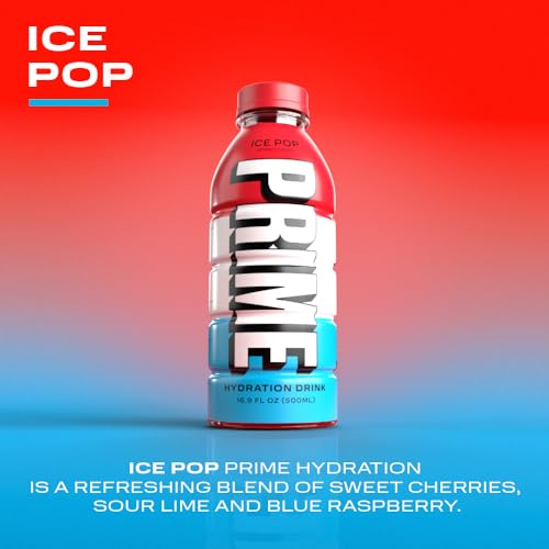 PRIME Hydration ICE POP | Sports Drinks | Electrolyte Enhanced for Ultimate Hydration | 250mg BCAAs | B Vitamins | Antioxidants | 2g Of Sugar | 16.9 Fluid Ounce | 12 Pack Grocery PRIME HYDRATION   