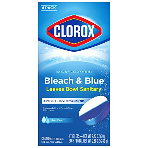 Clorox Ultra Clean Toilet Tablets Bleach & Blue, Rain Clean Scent 2.47 Ounces Each, 4 Count (Package May Vary) Drugstore Clorox   