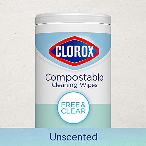 Clorox Compostable Cleaning Wipes, All Purpose Wipes, Free & Clear, 75 Count (Pack of 1) Drugstore Clorox   