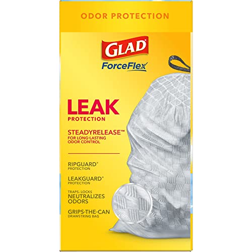 Glad® Tall Kitchen 5-Day OdorShield Trash Bags With Febreze® Freshness, 13 Gallons, Fresh Clean Scent, White, Pack Of 80 Trash Bags Drugstore Glad   