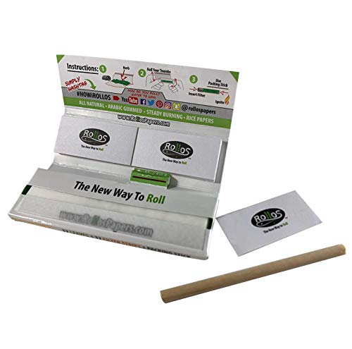 Rollos Rolling Papers and Tips Combo 1 1/4 Size - Gold Edition - 32 Pack Display Box Drugstore Rollos   