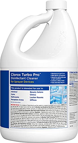 Clorox Turbo Pro Disinfectant Cleaner for Sprayer Devices, Bleach-Free, Kills Cold and Flu Viruses and COVID-19 Virus*, 121 Fluid Ounces BISS CloroxPro   