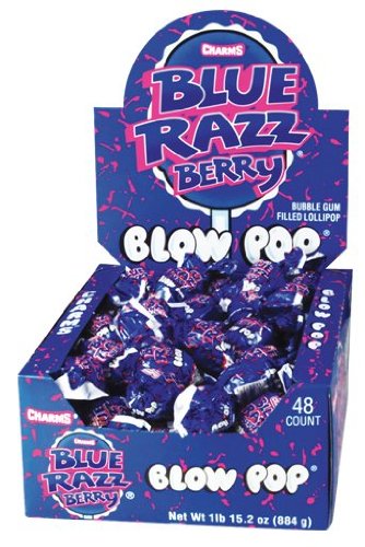 Charms Blow Pops Blue Razz Berry Flavor, 48 Count (Pack of 1) Grocery Charms   