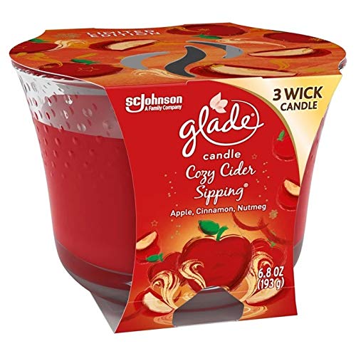 Glade 3 Wick Scented Candle Cozy Cider Sipping Apple Cinnamon Nutmeg Air Freshener for Home, 6.8 Ounce, 2 Candles Home SC Johnson   