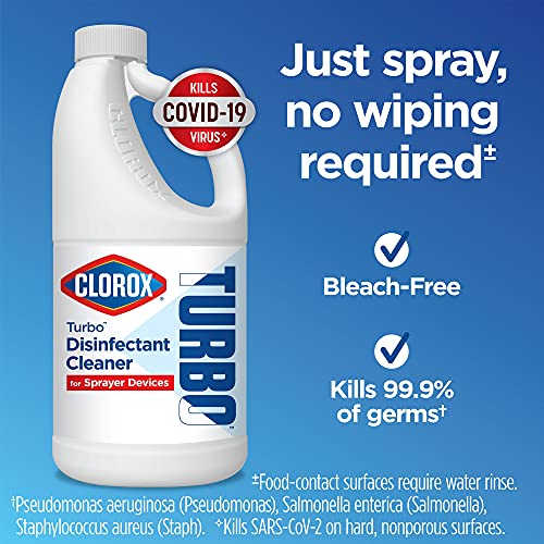 Turbo Disinfectant Cleaner for Sprayer Devices, Bleach-Free, Kills Cold and Flu Viruses and COVID-19 Virus, 64 Fluid Ounces BISS Clorox   