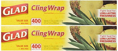 Glad Cling Plastic Wrap, 400 Square Foot Roll, 400 Sq Ft (Pack of 2) Drugstore Glad   