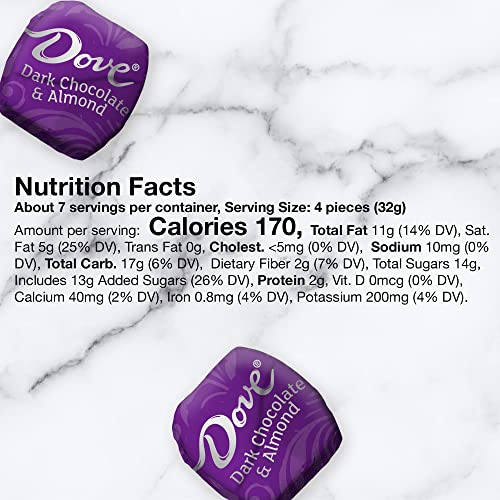 DOVE PROMISES Dark Chocolate & Almond Mother's Day Chocolate Candy, Individually Wrapped, 7.61 oz Bag Grocery Dove   