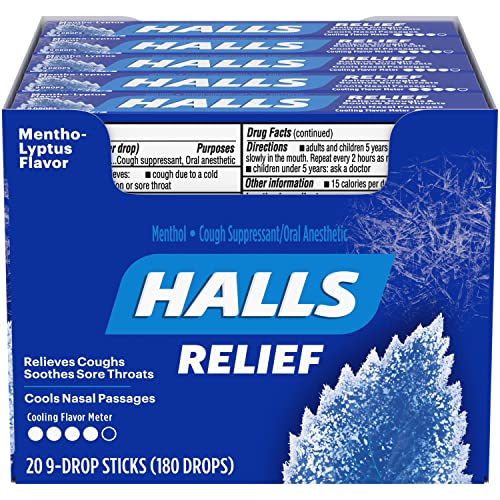 HALLS Relief Mentho-Lyptus Cough Drops, 20 Packs of 9 Drops (180 Total Drops) Grocery Halls   