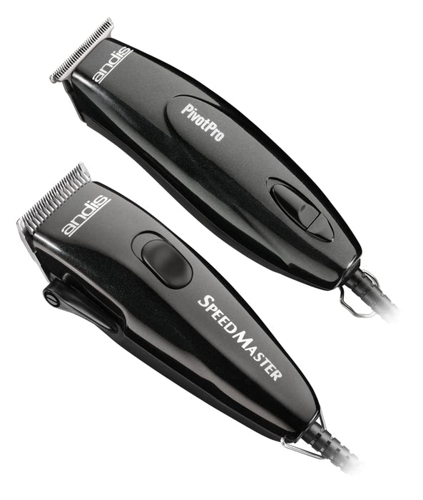 Andis 24075 Professional PivotPro and SpeedMaster Hair Clipper and Beard Trimmer PivotMotor Set, Black Beauty Andis   
