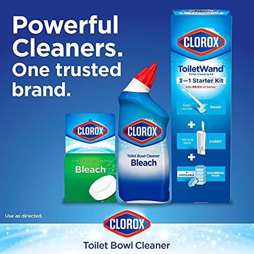 Clorox Toilet Bowl Cleaner with Bleach, Rain Clean, 24 fl oz, 6-count